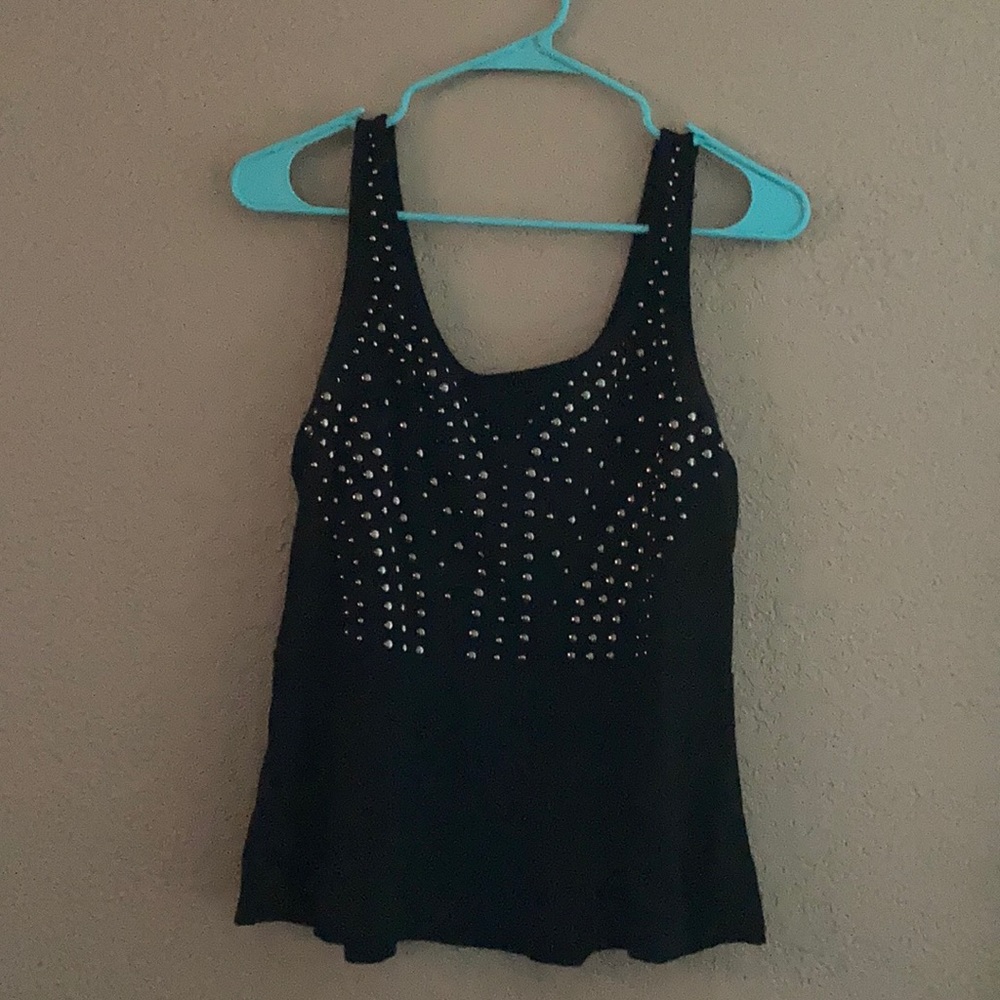 Studded peplum black blouse size large
